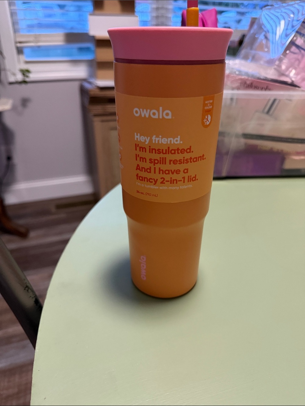 owala Insulated Orange & Pink Travel Tumbler with 2-in-1 Lid